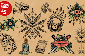create a traditional or old school tattoo design for you
