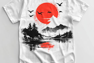do anime or japanese art digital illustration for t shirt