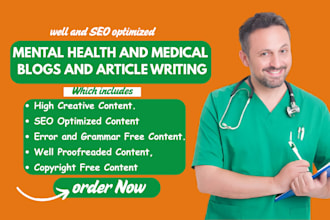 ghostwrite SEO mental health fitness medical blog post and article writing