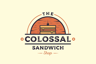 create a hand drawn custom sandwich shop logo design