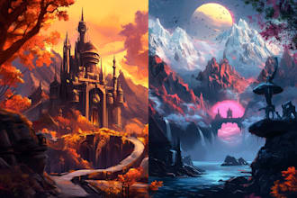 create concept art, fantasy landscapes, background scenes