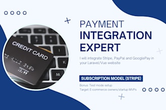 integrate stripe or paypal in your laravel and vuejs website