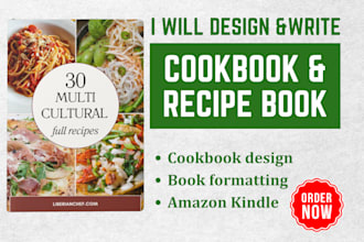 write quality recipe book, cookbook writer cookbook design cookbook formatting