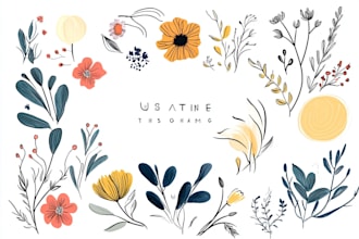 design boho chic hand drawn botanical logo