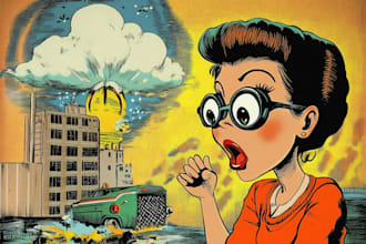 draw vintage cartoon art illustration in pop art style
