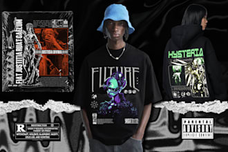 create modern artsy futuristic streetwear tshirt or hoodie design