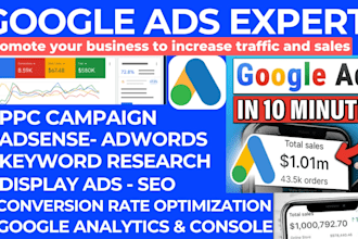 manage, setup google ads PPC campaign shopping ads merchant center SEO expert