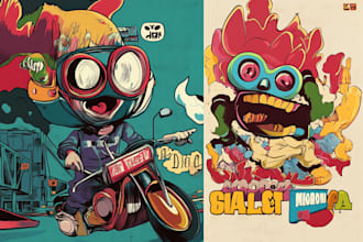 draw vintage cartoon and character design in pop art style