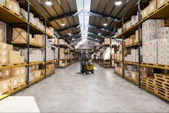 design realistic 3d warehouse, factory buiding designs