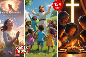 write children bible story book, christian children book story illustration