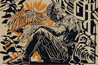 create custom linocut illustration with fast delivery