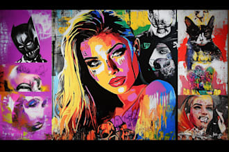 create graffiti pop art canvas designs and murals