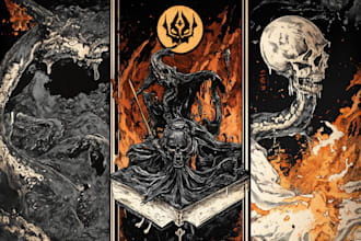 draw a detailed dark art illustration for tshirt, merch