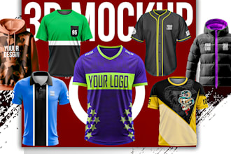 design any custom sportswear uniform with 3d sports mockup