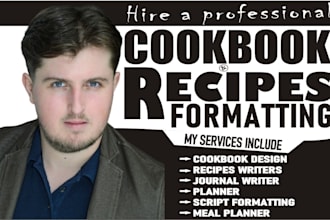 format your cookbook, recipe book, meal planner, journal design pdf print book