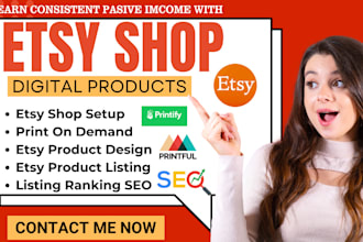design etsy digital products, etsy shop set up, etsy seo listing, etsy promotion