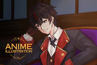 draw anime character illustration, fanart, original character and vtuber art