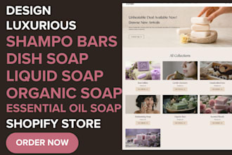 design premium organic and essential oil shopify store soap shampoo bar store