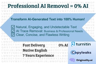 remove ai and plagiarism, 100 percent authentic content