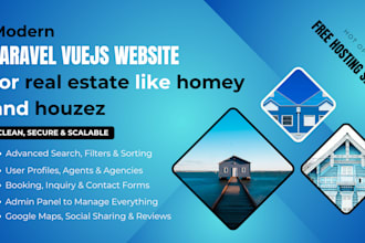 create laravel vuejs website for real estate homey houzez