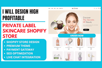 launch your  private label skincare shopify store makeup beauty website