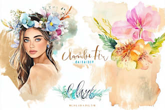 design hand drawn signature feminine watercolor logo