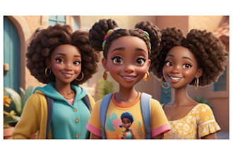draw vibrant african american children book illustration kid story cover art 3d
