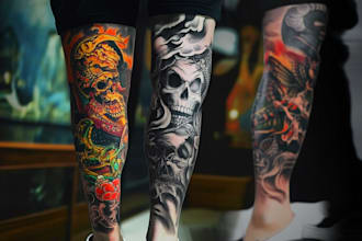 develop a geometric style sleeve tattoo design