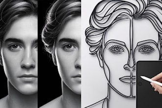 make custom line art portraits for laser cutting