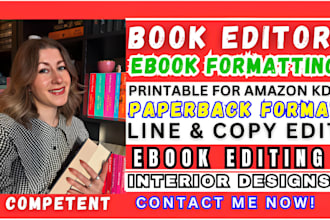 do ebook formatting proofreading for amazon kindle paperback and book publishing