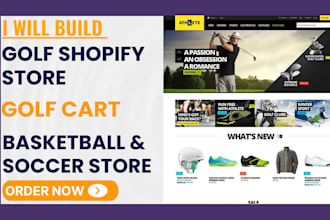design golf shopify store golf cart basketball store soccer store sport website