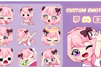 draw  fabulous chibi emote character cute chibby for discord youtube and twitch