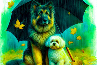 draw your pet portrait in to digital oil painting