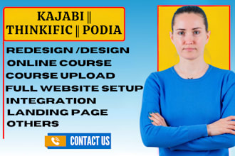 design kajabi online course website redesign podia thinkific lesson upload seo