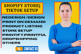 redesign shopify website setup tiktok dropshipping printify printful online shop