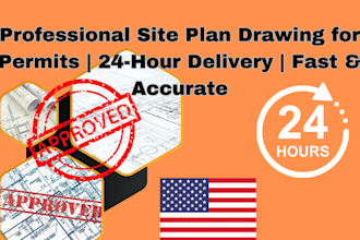 site plan drawing for permits in 24 hour delivery, fast and accurate