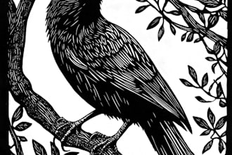 make an artistic linocut illustration in my own style