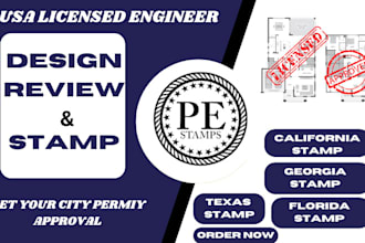 licensed structural engineer pe stamp california stamp usa stamp city permit