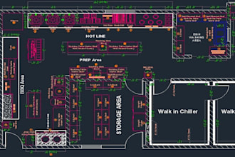 design commercial kitchen for restaurant, hotel bar with mep