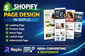 develop landing page, product page, listicle, and advertorial page in replo