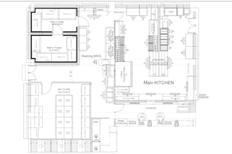 design commercial kitchen hotels restaurant with mep