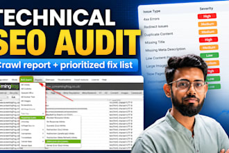 a screaming frog technical SEO audit report with action plan