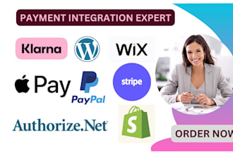integrate paypal stripe, klarna payment gateways with wordpress wix and shopify