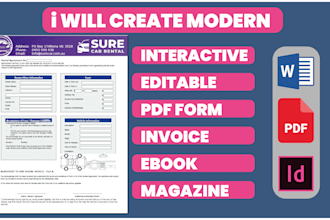 create interactive editable clickable pdf invoice and  form