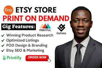 setup etsy print on demand store, do etsy seo, print on demand for etsy store