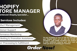 do shopify store management, drive sales, design  or redesign, products, ads