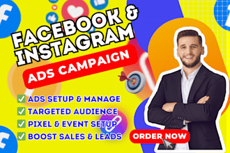setup and manage facebook ads campaign, instagram ads, meta ads for meta leads