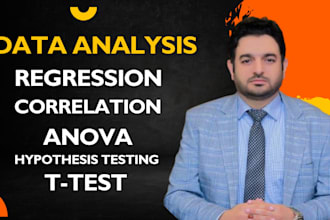 do regression, t test, anova, survey data analysis, correlation, and report