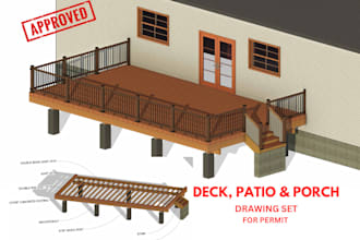 draw deck, patio, and porch  drawing set for permit