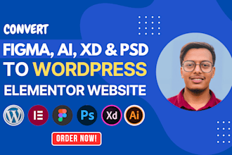 convert figma, psd, ai, and xd to wordpress elementor landing page design